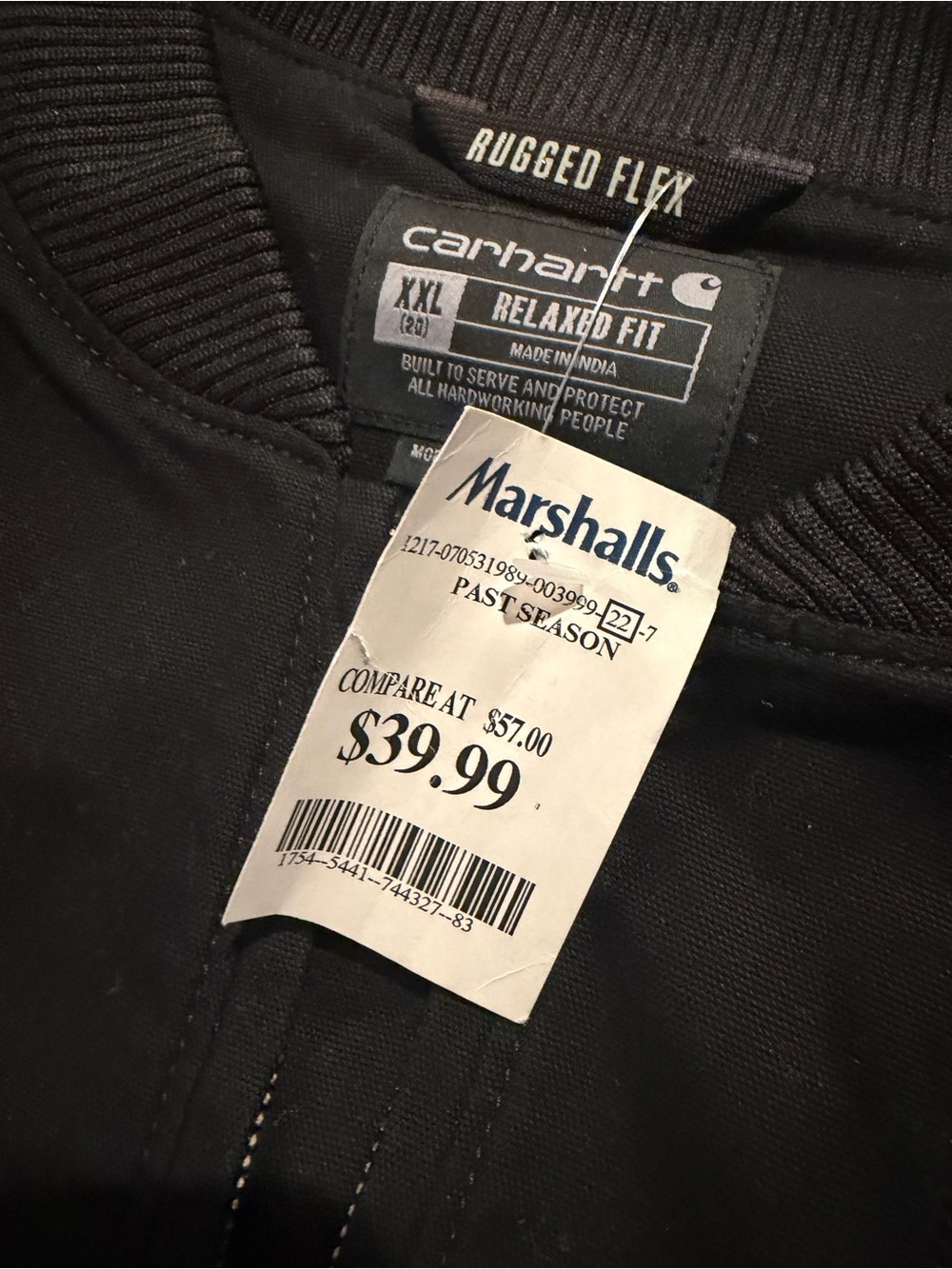 Carhartt Black Zip-Up Bomber Jacket with Ribbed Cuffs - Picture 3 of 6